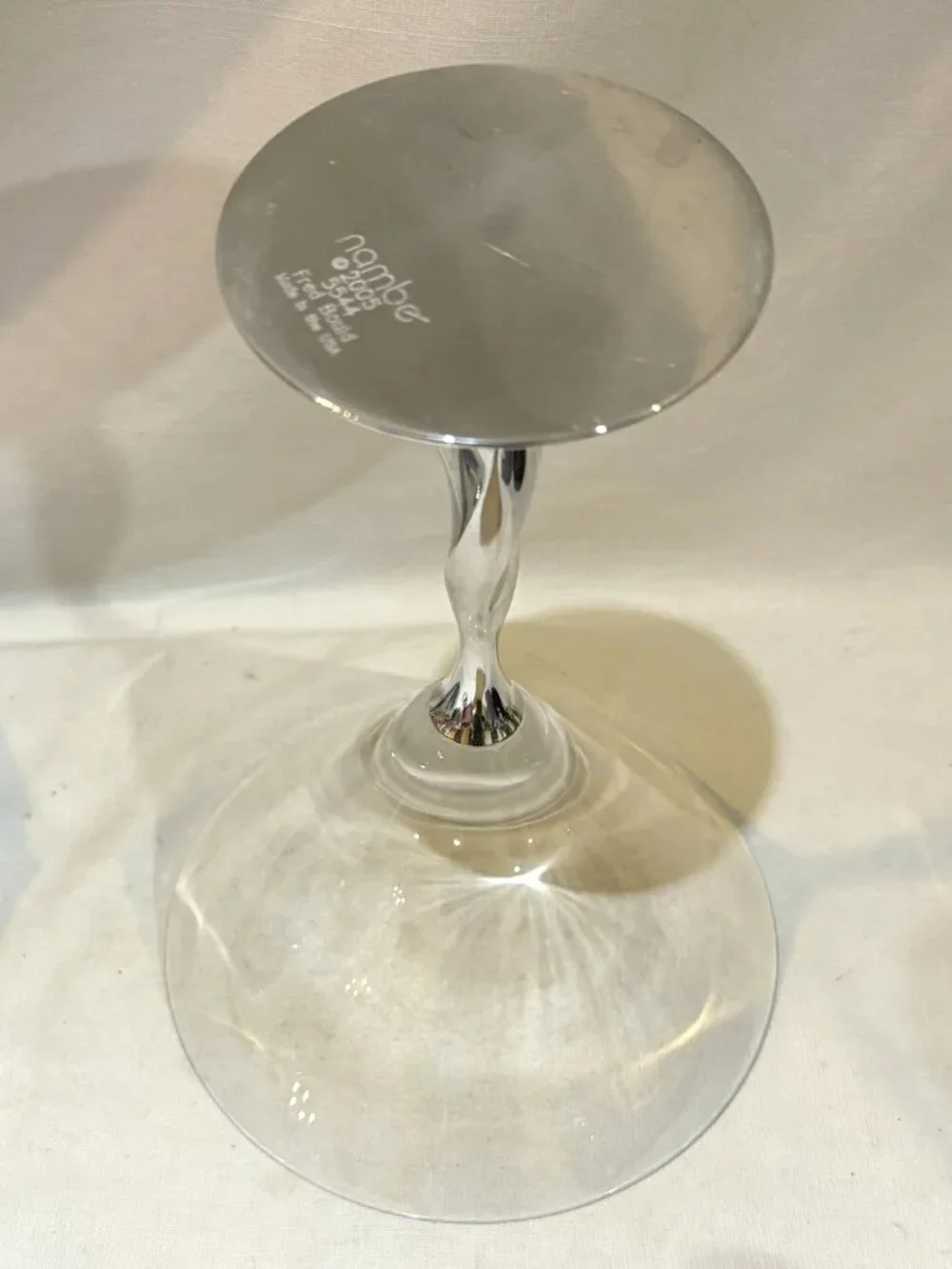 Nambe 2005 Fred Bould Twist Aluminums Alloy Stem Martini Glass #5544 Made in USA